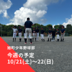 旭町少年野球部・旭町矢部四連合 今週の予定 | 2023年10月21日(土)～22日(日)